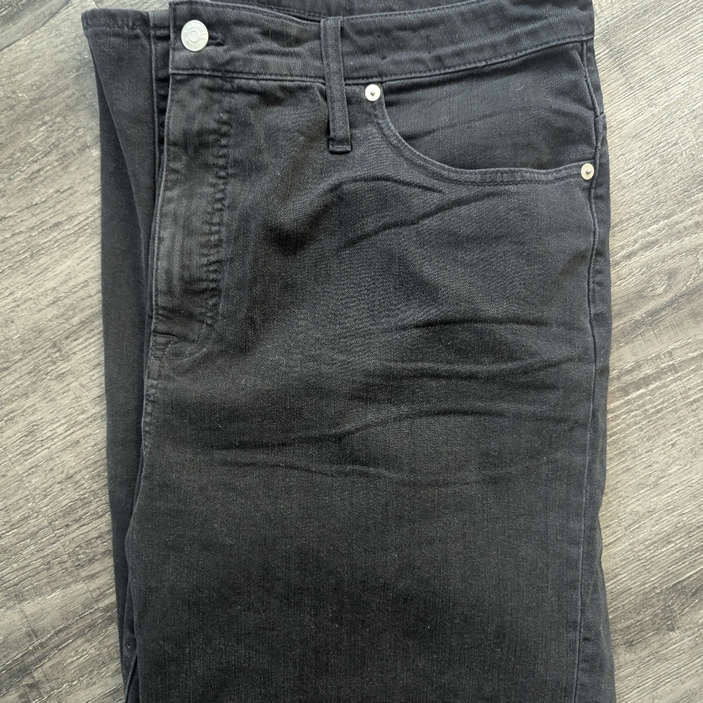 Madewell High Rise Slim Wide Leg Crop Jean Womens Size 35 Jeans Black Stretch